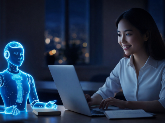 Illustration of an AI tutor helping a student